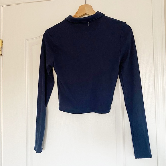 ARDENE | Navy blue polo longsleeve cropped - Picture 5 of 9